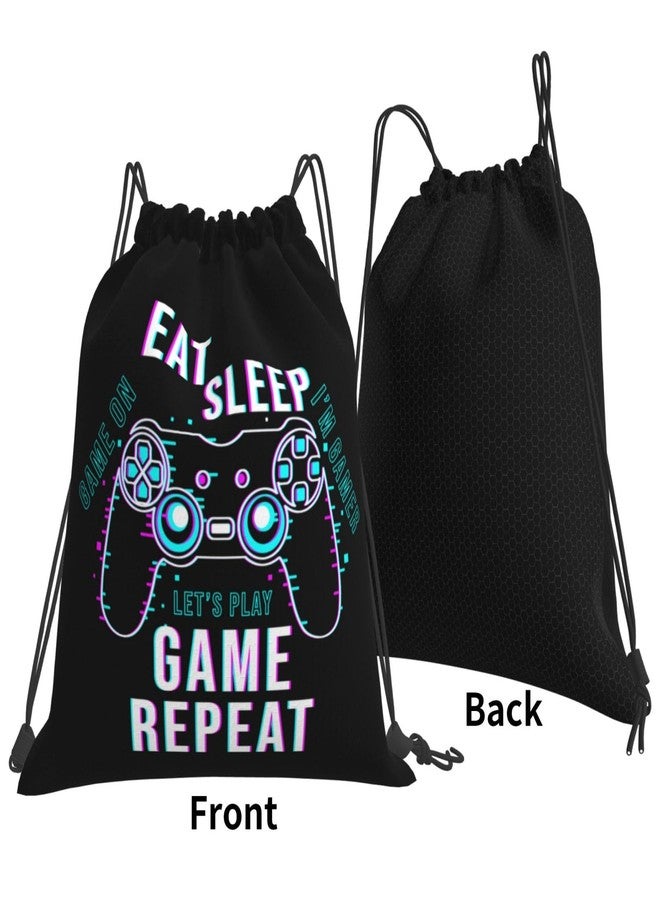 AIMASTZ Eat Sleep Game Repeat Unisex Drawstring Backpack Bag Sport Gym Swim Travel Sackpack - Image 2